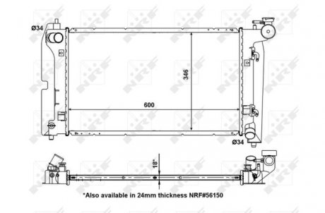 Радіатор охолодження Toyota Corolla 1.6VVT-i/1.8VVT-i 01-08 NRF 53325