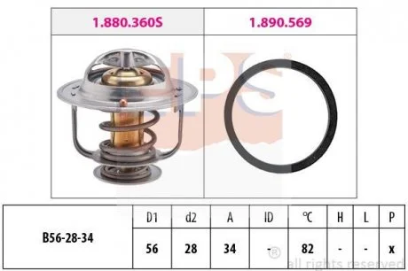 TOYOTA Термостат (Made in Italy!) Hiace III,IV,Previa,Mitsubishi ASX,Lancer,Outlander,Citroen C-Crosser EPS 1.880.360