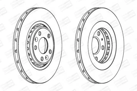 Диск гальмівний (передній) Renault Scenic IV 1.2 TCe/1.6 dCi 16- (320х28) компл. 2шт CHAMPION 562596CH