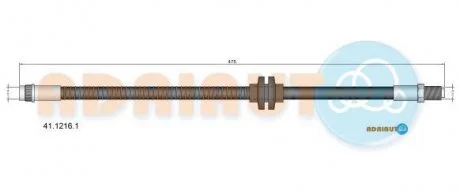 RENAULT Шланг тормозной пер.L=475mm Megane 02-, Scenic 03-, Grand Scenic 04- ADRIAUTO 41.1216.1