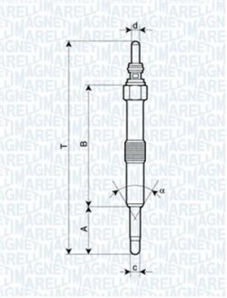 Свеча накала LAND ROVER DISКрышкаY II, DEFENDER SW [062900067304] MAGNETI MARELLI UC50A