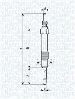 Свеча накала Bravo,Doblo,Alfa Romeo JTD ENGINS [062900014304] MAGNETI MARELLI UC19A