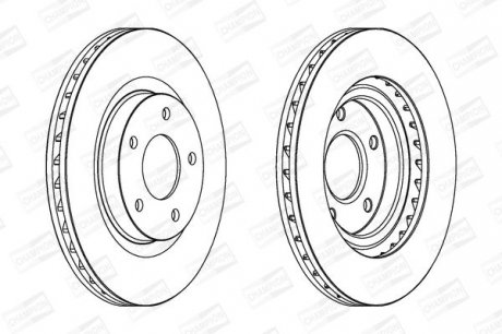 Диск гальмівний передній (кратно 2) Jeep Compass (06-), Patriot (07-17)/ Mitsubishi ASX (09-) CHAMPION 562790CH (фото 1)