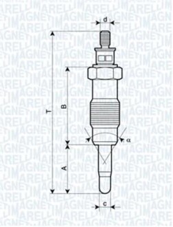 Свеча накала FORD, HONDA,ISUZU,IVECO [062580704304] MAGNETI MARELLI UX12A