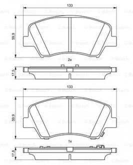 Колодки тормозные (передние) Hyundai Elantra 10-/ i30 11-/ Kia Ceed/Cerato 12- R15 BOSCH 0986494712