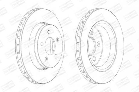 Гальмівний диск перед. CHEROKEE (KK)/COMPASS (MK49) 06- компл. 2шт CHAMPION 563041CH