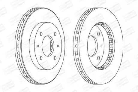 Диск гальмівний передній (кратно 2) Volvo S40, V40/Mitsubishi Carisma, Galant, Lancer (98-) CHAMPION 561926CH