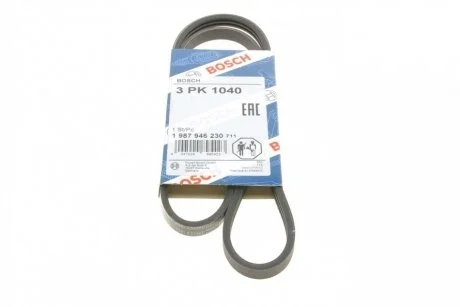 Ремінь генератора Renault Kangoo 1.4i 97- (3PK1040) BOSCH 1987946230