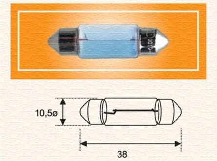 C10W 24V Автолампа пальчиковая (38мм) MAGNETI MARELLI C10W 24