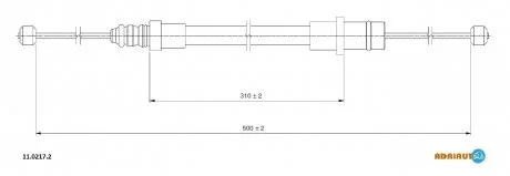 FIAT Трос ручного тормоза пер. Scudo -06, ADRIAUTO 11.0217.2
