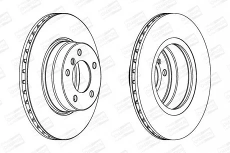 Диск гальмівний передній (кратно 2) Bmw 5 (E39) (95-03), 5 (E60) (01-10) CHAMPION 562320CH