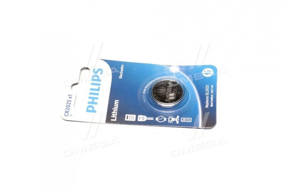 Батарейка CR2025 - 3.0V coin 1-blister (20.0 x 2.5) - Lithium B1 PHILIPS CR2025/01B (фото 1)