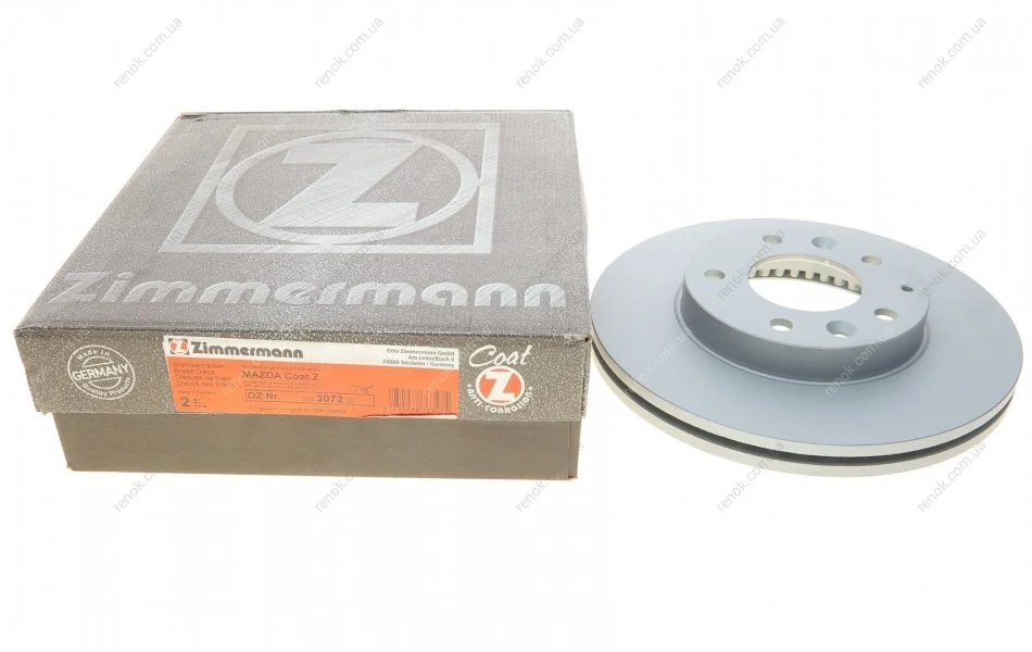 Диск гальмівний (передній) Mazda 323/626/6 97-13/Premacy 99-05 (274x24) ZIMMERMANN 370.3072.20 (фото 1)