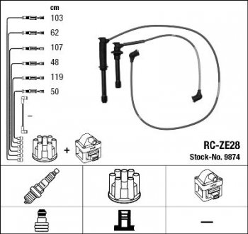 Комплект проводів запалення RC-ZE28 NGK 9874