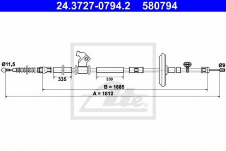 Трос гальма ATE 24.3727-0794.2