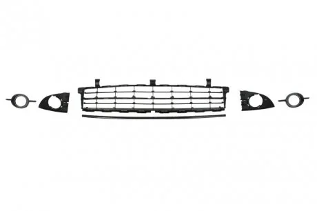 Решітка бампера передн Лів/Прав (середн, кпл. з накладками/молдінгами, з отвором для галогенних фар, пластик, чорний) RENAULT GRAND SCENIC II Ph II, SCENIC II Ph II 08.06-04.09 BLIC 5510-00-6042992P