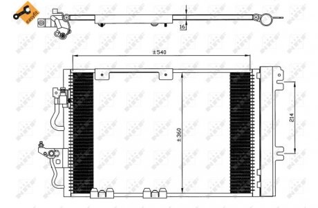 Радіатор кондиціонера Opel Astra H 1.2-1.8i 04-14 (540x360x16) NRF 35554