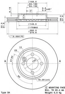 Гальмівний диск BREMBO 09.A761.11