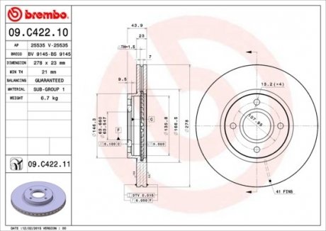 Диск гальмівний BREMBO 09.C422.11