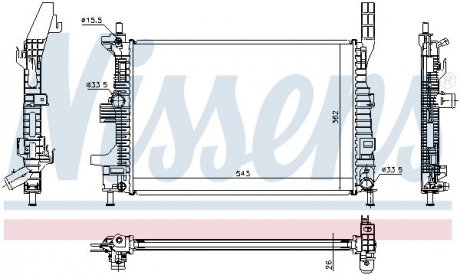 Радіатор FORD FOCUS III (CB8, CEW) (11-) 1.6 TDCi NISSENS 69238