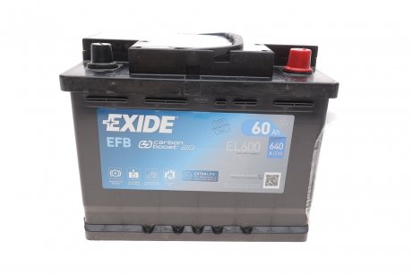 Аккумуляторная батарея 60Ah/640A (242x175x190/+R/B13) (Start-Stop EFB) EXIDE EL600 (фото 1)