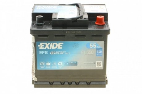 Аккумуляторная батарея 55Ah/540A (207x175x190/+R/B13) (Start-Stop EFB) EXIDE EL550 (фото 1)