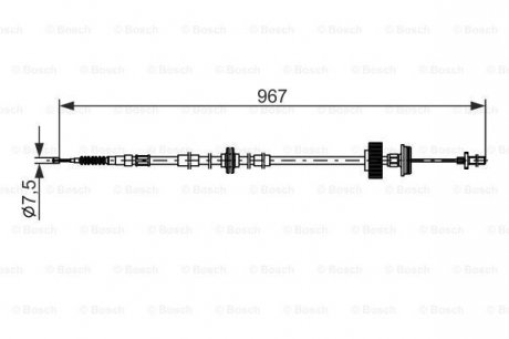 Трос ручника (L) BMW X5 (E70/F15/F85)/X6 (E71/E72/F16/F86) 2.0D-4.8 06- M57/N52/N57/N63 (967mm) BOSCH 1987482794 (фото 1)