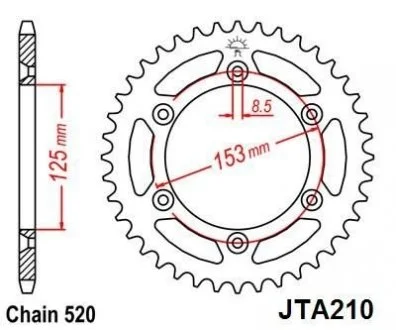 Легкосплав. звезда для 520 цепи - 49зуб. CR125/CR250/CR500 JT MOTO 110-466-49