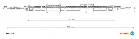 FIAT Трос ручного тормоза задн. прав. Brava, Bravo 1,4 (бараб) 95- ADRIAUTO 11.0216.1