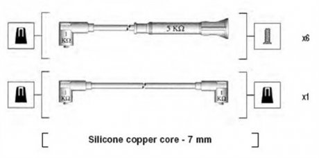 К-т высоковольтных проводов (7шт.) BMW 320/323/520 87- MAGNETI MARELLI 941075040546