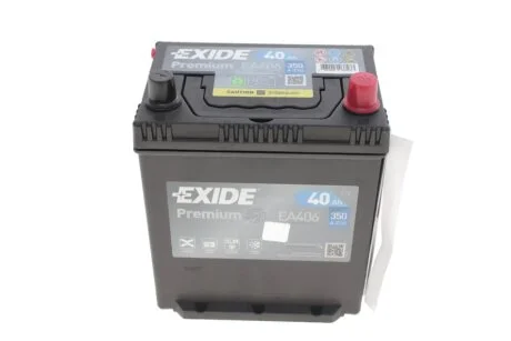Акумуляторна батарея 40Ah/350A (187x127x220/+R/B01) Premium Азія EXIDE EA406