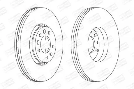 Диск гальмівний передній (кратно 2) Citroen Jumpy (07-16), C5/Fiat Scudo (07-16)/Peugeot Expert (07-) CHAMPION 562622CH