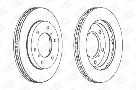 Диск гальмівний передній (кртано 2) Mitsubishi Pajero (II,III,IV), Pajero Sport I CHAMPION 562572CH