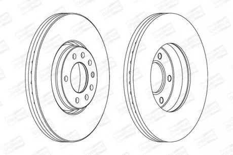 Диск гальмівний передній (кртано 2) Opel Astra (G,H), Corsa D, Zafira B CHAMPION 562240CH