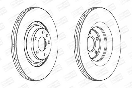 Диск тормозной передний AUDI A6 Allroad C6 (4FH) 06-11, A6 C6 (4F2) 04-11 CHAMPION 562506CH-1