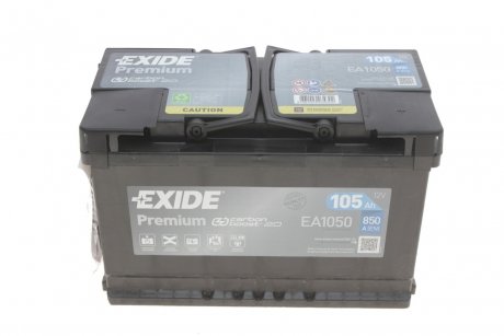 Аккумуляторная батарея 105Ah/850A (315x175x205/+R/B13) Premium EXIDE EA1050 (фото 1)