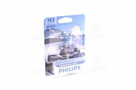 Автолампа H3 B1 12V 55W PK22s WhiteVision ultra +60% (3900K) (1 шт. в упакоці) PHILIPS 12336WVUB1