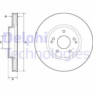 DB Тормозной диск передний SANGYONG ACTYON II 10/12-,KORANDO 11/10- Delphi BG4809C