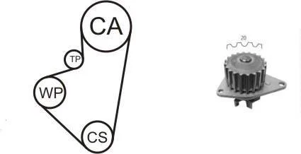 CITROEN К-кт ГРМ (помпа + ролик + ремень) AX/BX/Saxo/Berlingo 1,0-1,4 AIRTEX WPK-121202