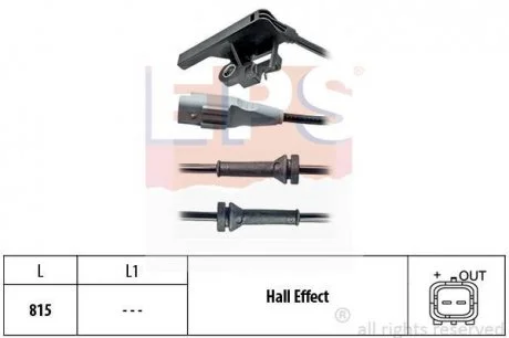 PEUGEOT Датчик ABS частоты вращения колеса задн.307 00- EPS 1.960.028