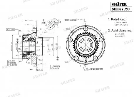 Маточина задня VW Golf IV/Audi A3/Skoda Octavia/Seat Leon, Toledo (96-03) ABS+ (+монт. к-кт) SHAFER SH157.20K