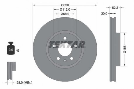 Диск тормозной (передний) Audi A4/A5/Q5 07-17 (320x30) PRO+ TEXTAR 92160005