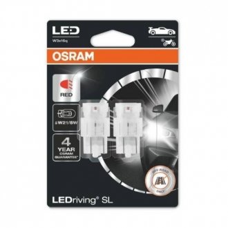 Лампа светодиодная LED W21/5W 12V 3W W3X16Q LEDriving SL (blister 2шт) красная OSRAM 7515DRP-02B