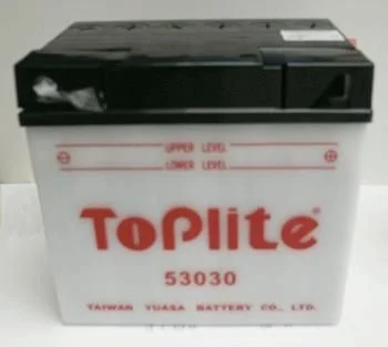 12V,30Ah,д. 186, ш. 130, в.171, объем 1,8, вес 8,6 кг,без электролита TOPLITE 53030