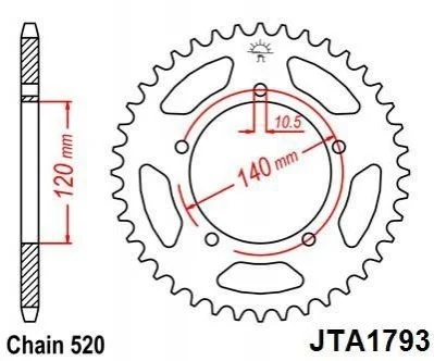 Легкосплав. звезда для 520 цепи - 43зуб. GSXR600/750/1000 ?01- JT MOTO 110-452-43 (фото 1)