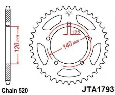 Легкосплав. звезда для 520 цепи - 43зуб. GSXR600/750/1000 ?01- JT MOTO 110-452-43