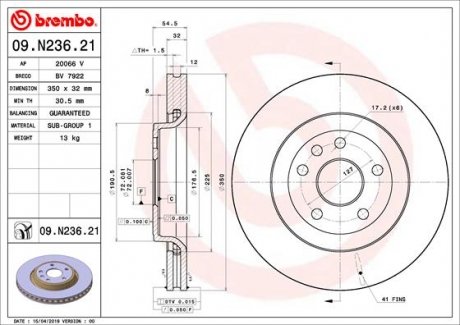 Гальмівний диск 09.N236.21 BREMBO 09N23621