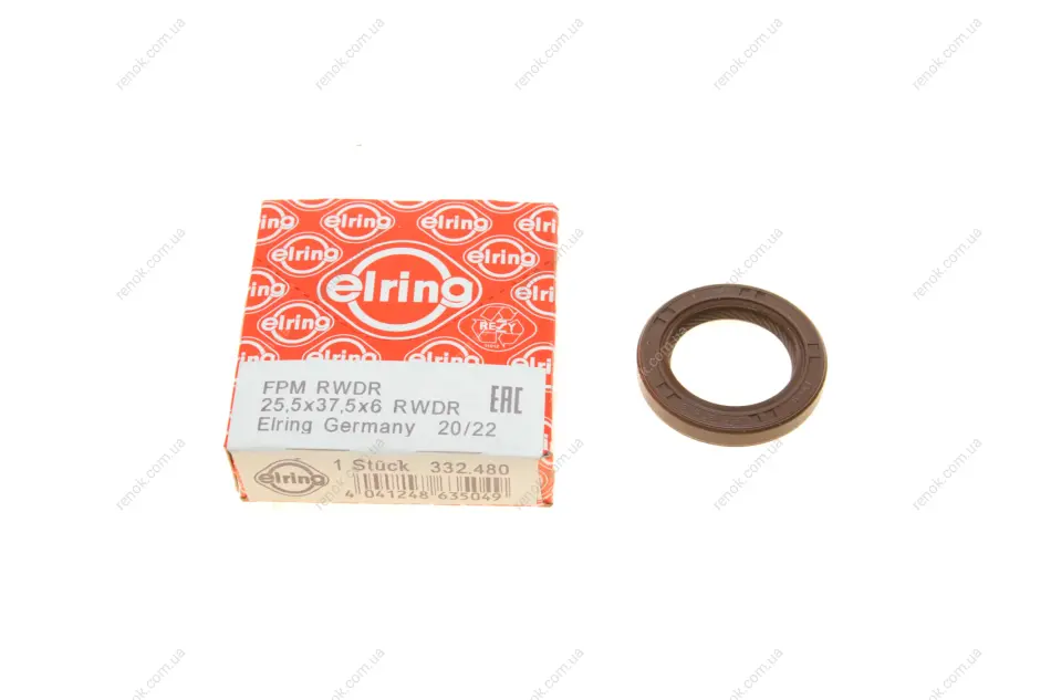 Сальник коленвала (передний) Toyota Auris/Yaris1.3/1.5 99- (25.5x37.5x6) ELRING 332.480 (фото 1)