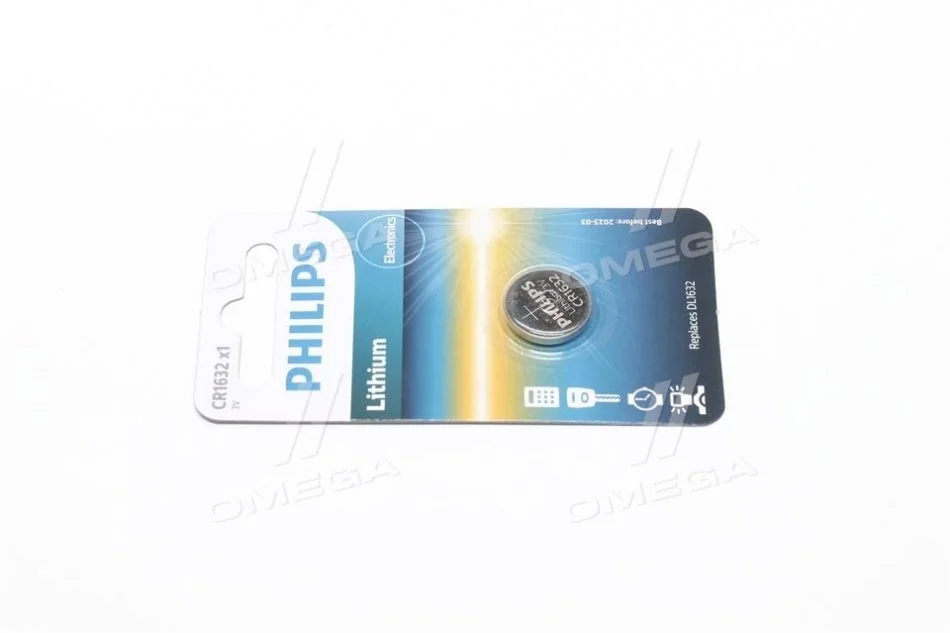 Батарейка CR1632 - 3.0V coin 1-blister (16.0x 3.2) - Lithium B1 PHILIPS CR1632/00B (фото 1)