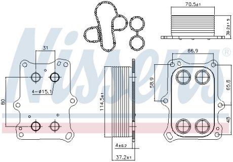 Масляный радиатор FIAT PUNTO III (199) (12-) 1.4 i TURBO NISSENS 90969